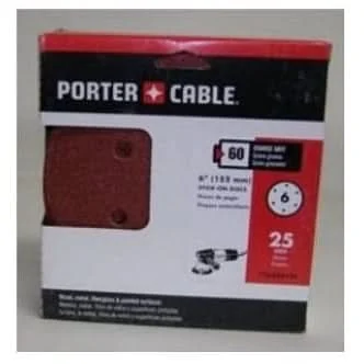 PORTER-CABLE 726600625 6" 6 hole 60g disc 25 pack