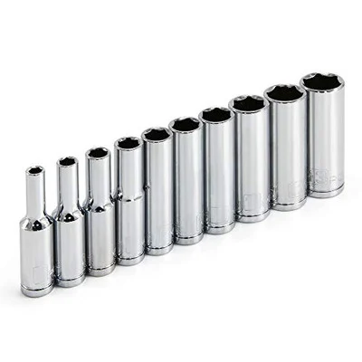 Powerbuilt 10-Piece 1/4" Drive Metric Deep Socket Set (640538)
