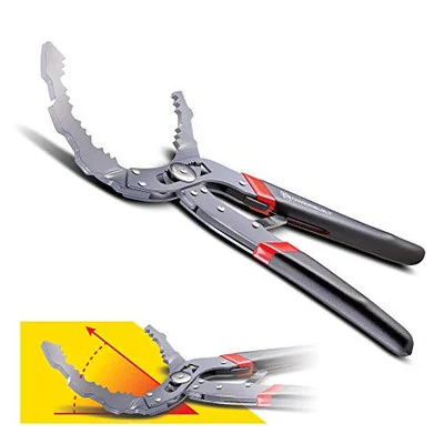 Powerbuilt Self-Adjust Oil Filter Pliers 30° Angle Jaws (942099)