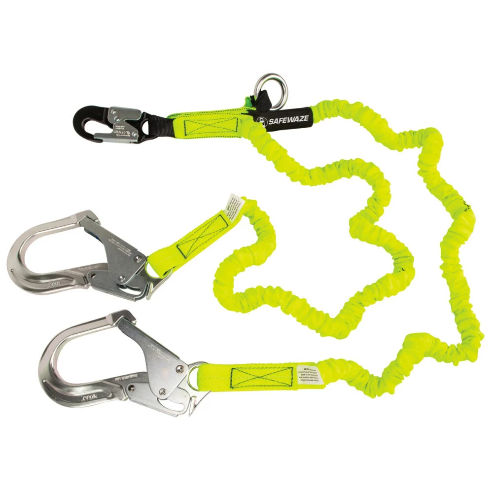 PRO 6′ Stretch Internal Energy Absorbing Lanyard: Dual Leg, O-Ring, Alu Rebar Hooks