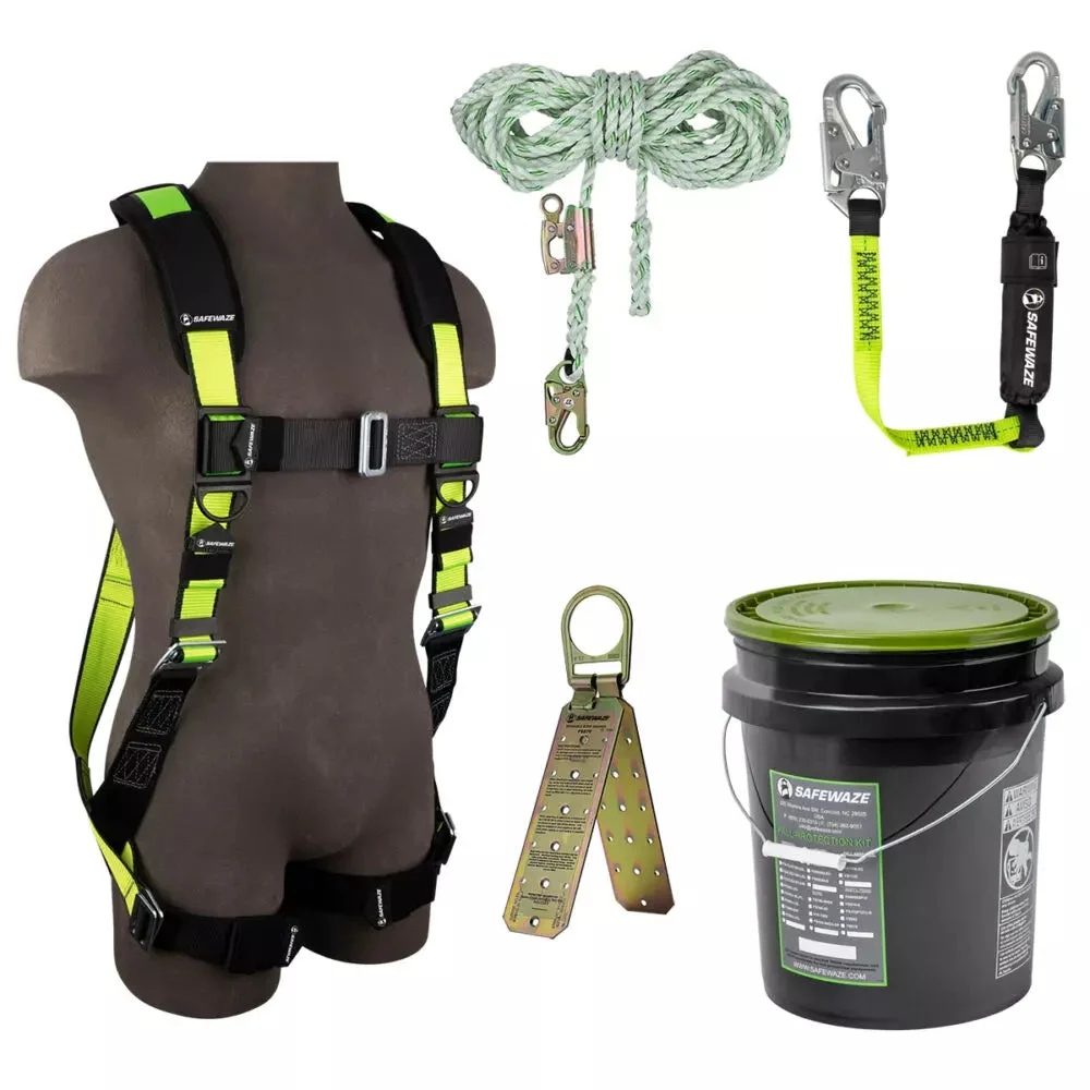 PRO Bucket Roof Kit: FS280 Harness, FS700-50GA VLL, FS560-3 Lanyard, FS870 Anchor