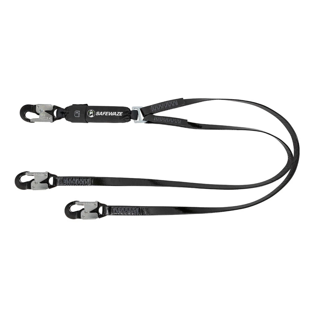 PRO-Shield 6′ Energy Absorbing Lanyard: Dual Leg, Alu Snap Hooks