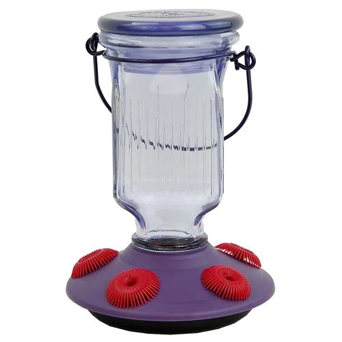 Purple Glass Humming Bird Feeder, 16 Oz.