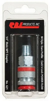 RBL Products M-Style Pneumatic Coupler 1/4" Male Npt Euro Profile (621)