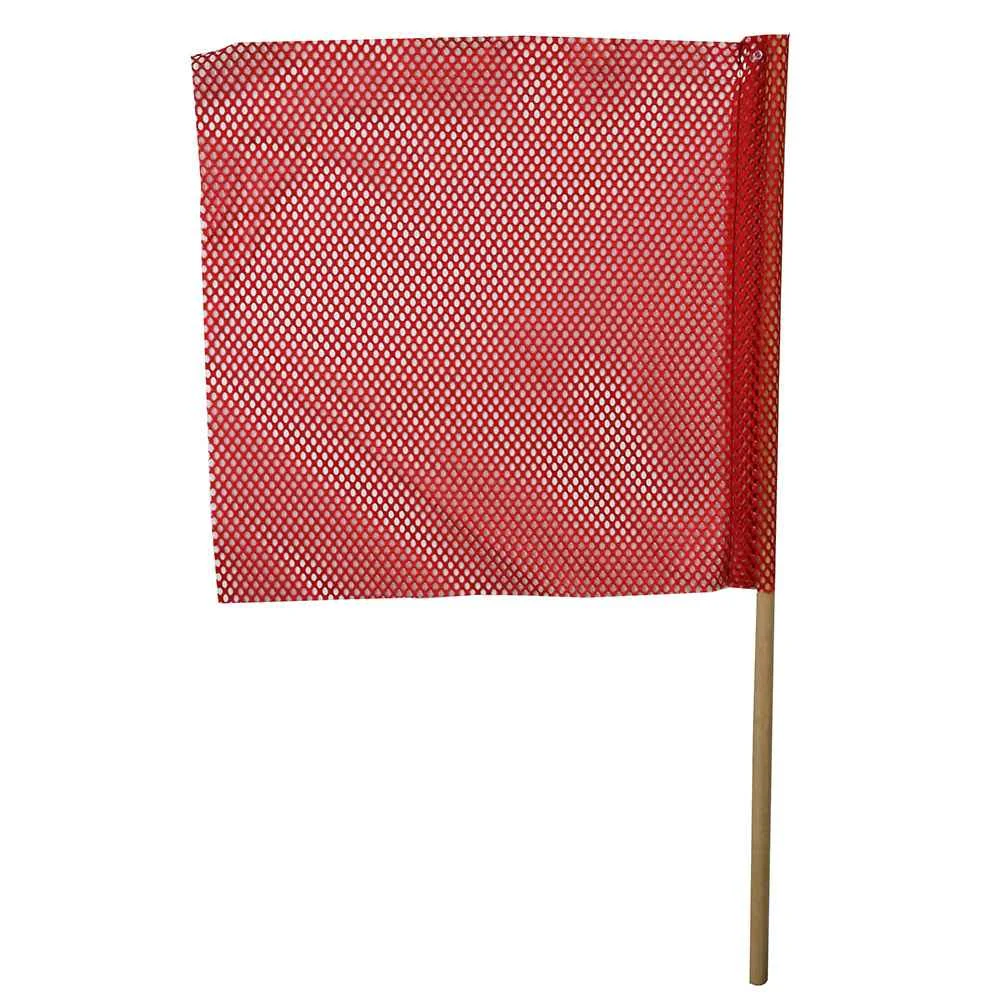 Red Jersey Mesh Safety Flag w/ 32" Dowel: 18" x18"- DOT Compliant