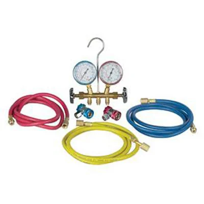 Robinair 48134A R134a Brass Manifold Kit with Hoses and Couplers (48134A)