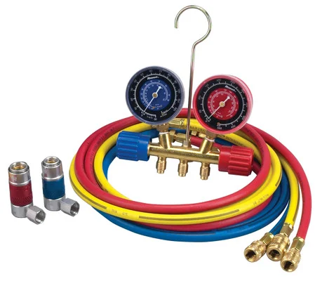 Robinair R134a Brass Manifold Hose Kit with 72" Hoses and Couplers (45111)