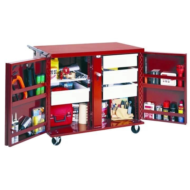 Rolling Work Bench - 2 Drawers, 2 Shelves, 4" Casters