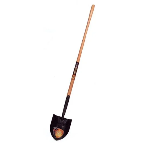 Round Point Shovel Solid Shank Long Wood Handle