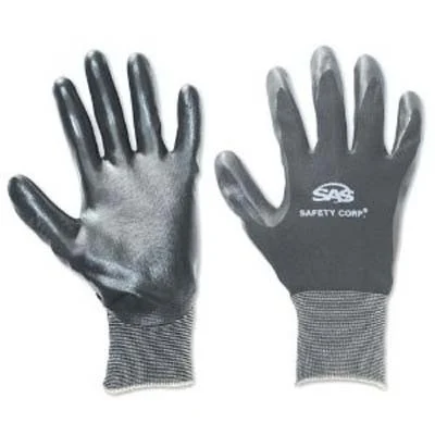 SAS Safety 640-1910 Black 15 Gauge Nylon Knit Shell Gloves