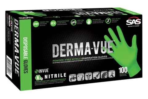 SAS Safety 66553 Derma-Vue Powder-Free Nitrile Disposable Gloves, X-Large
