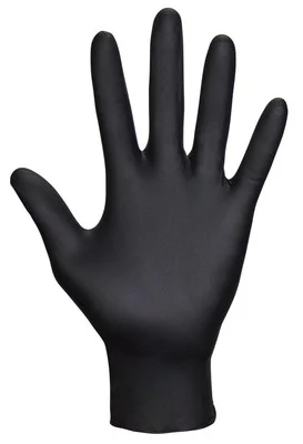 SAS Safety 66581 Derma-Tuff Powder-Free Black Latex Disposable Gloves, Small
