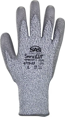 SAS Safety 6775-03 SafeCut HPPE Knit Safety Gloves with PU Palm, Large