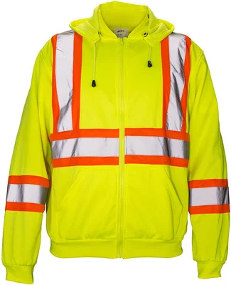 SAS Safety 690-1409 Hi-Viz Class 2 Hooded Safety Sweatshirt, Yellow, Large