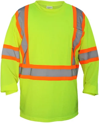 SAS Safety 690-1609 Hi-viz Class 2 Long Sleeve T-shirt, Yellow, Large