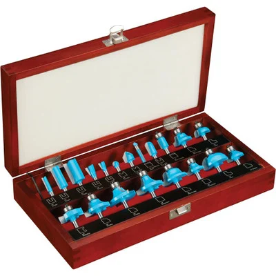 Shop Fox 20 Piece Master Router Bit Set with 1/4" Shank in Wooden Box (DC1822)