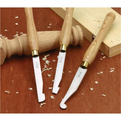 Shop Fox 3 Piece HSS Lathe Chisel Set with Ash Handles and Wooden Box (D4058)