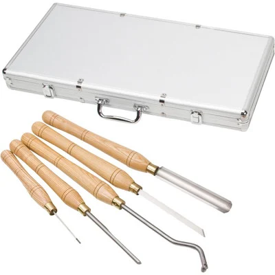 Shop Fox 5-Piece HSS Lathe Chisel Set with Ash Handles and Aluminum Case (D3788)