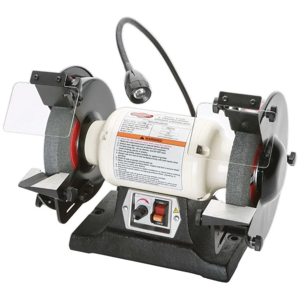 Shop Fox W1840 Corded 8-Inch Variable Speed Grinder with Work Light