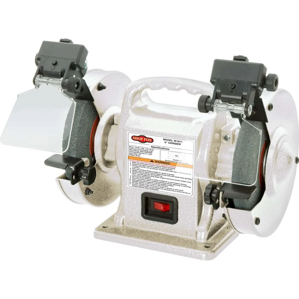 Shop Fox W1871 Corded 6-Inch Portable Bench Grinder with LEDs