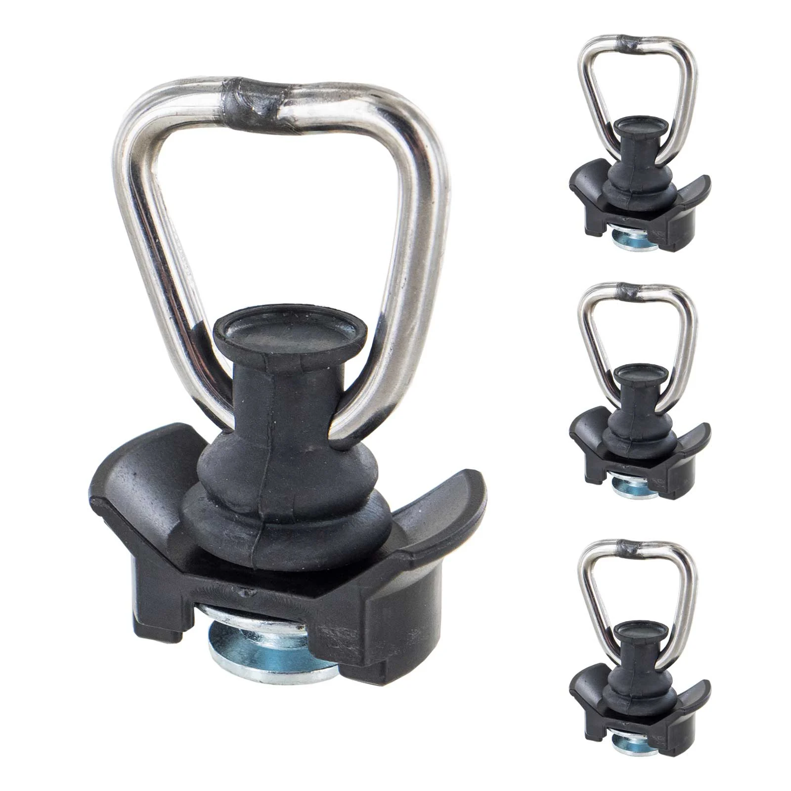 Single Stud L-Track Fitting w/ D Ring - Black - 4 Pack
