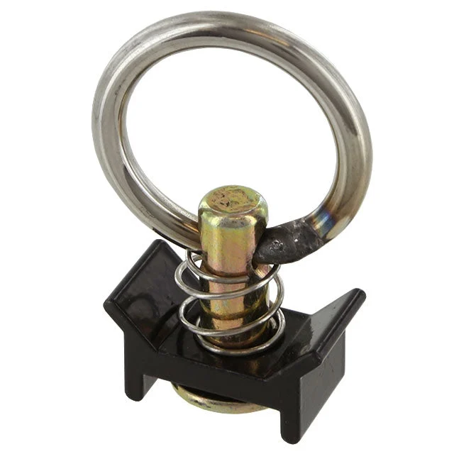 Single Stud L-Track Fitting with Stainless Steel Round Ring - Black | 4,000 lbs. BS