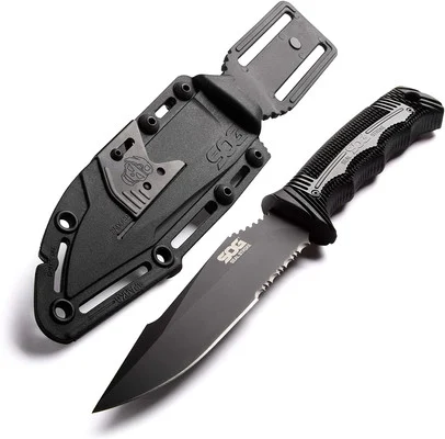 SOG Seal Strike Fixed 4.9 Black TINI Combo Blade GRN Handles (SOG-SS1003-CP)