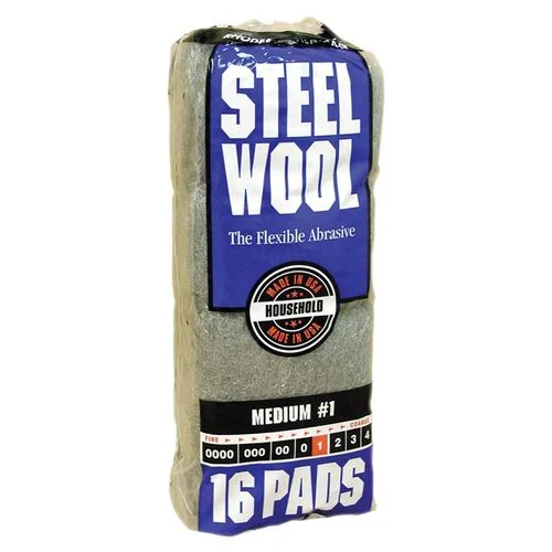 Steel Wool Hand Pads, Grade #1, 16 Pads