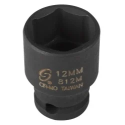 Sunex 1/4" Drive 6 Point Standard Impact Socket, 12mm (812M)