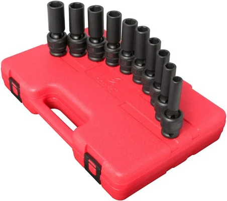 Sunex 10 Piece 1/2" Drive Deep Universal Metric Impact Socket Set (2658)