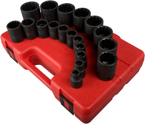 Sunex 2819 SAE Impact Socket Set, 1/2" Drive, 19-Piece (2819)