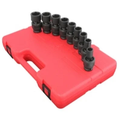 Sunex 9 Piece 1/2" Drive Universal Standard SAE Impact Socket Set (2657)
