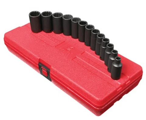 Sunex Tools 3/8" Dr. 13Pc 12Pt Metric Semi-Deep Impact Socket Set (3338)