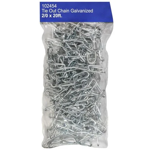 Tie Out Chain, 2/0 x 20' Feet Galvanized