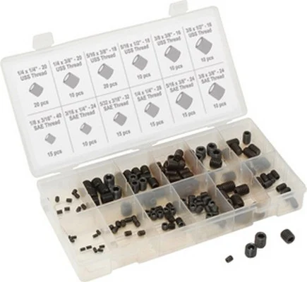 Titan Tools Hex Head Screw Set SAE Titanium Steel Plastic Case 160-Piece (45235)