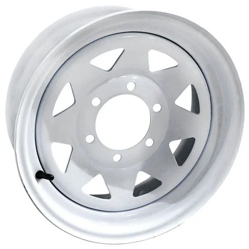Trailer Wheel, 15 x 6, White 8 Spoke, 6 on 5.5 Bolt Pattern