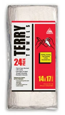 Trimaco 14 X 17 Supertuff Terry Towels 24-Pack White Washable Reusable (10720)
