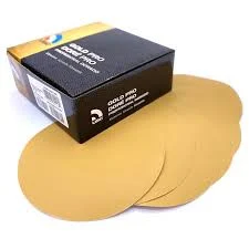 US Chemical And Plastics 6" Velcro Sanding Discs Gold 50-Pk 100-Grit (82407)