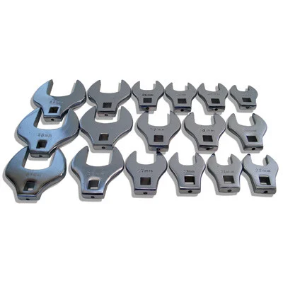 V8 Tools 7917 Crowfoot Wrench Set, 17 Piece, 1/2" Drive, 20Mm To 46Mm, Open End Style, Thin Jaws, Fully Polished