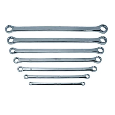 V8 Tools 8007 Box End Wrench Set, 7 Piece, 1/4" To 1-1/16", Extra Long, Flat, Full Polish, In Canvas Pouch