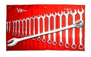 V8 Tools 9017 Combination Wrench Set, 17 Piece, 1/4" To 1-1/4", Standard Length, In Canvas Pouch
