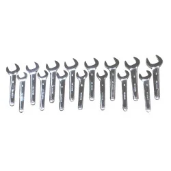 V8 Tools 9515 Single Open End Service Wrench Set, 15 Piece, 20Mm To 36Mm, Thin Jaw, Short Handle, Full Polish