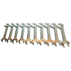 V8 Tools 9810 Angle Head Wrench Set, 10 Piece, 1-5/16"-2", 30 And 60 Degree Heads, Full Polish, In Canvas Pouch