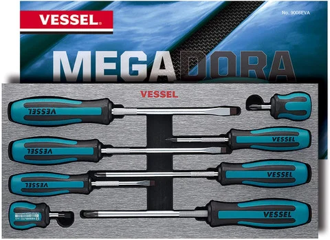 Vessel Megadora Jawsfit Screwdriver 8 Pc Set (9008EVA)