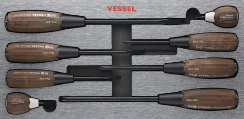 Vessel Wood-Compo Non-Slip Tang-Thru Screwdriver 8 Pc Set (3308EVA)