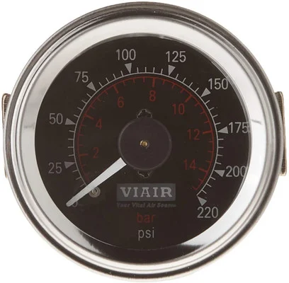 VIAIR Dual Needle 2-Inch Gauge Black Face Illuminated 220 PSI (90080)