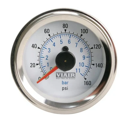 VIAIR Dual Needle 2-Inch Gauge White Face Illuminated 160 PSI (90083)