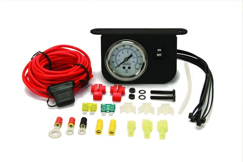 VIAIR Illuminated 200 PSI Black Face Dash Panel Gauge Kit 30 Amp (20066)