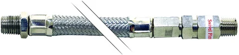 VIAIR Stainless Steel Braided Leader Hose 24-inch 3/8" F to M NPT Swivel (92795)