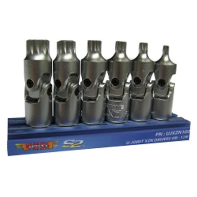 VIM Tools 6-Piece 1/4" Drive Universal Joint XZN Triple Square Driver Set (UJXZN100)
